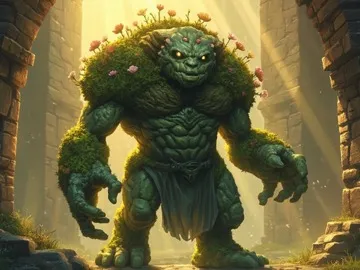 Mossback card: a stone golem covered in moss